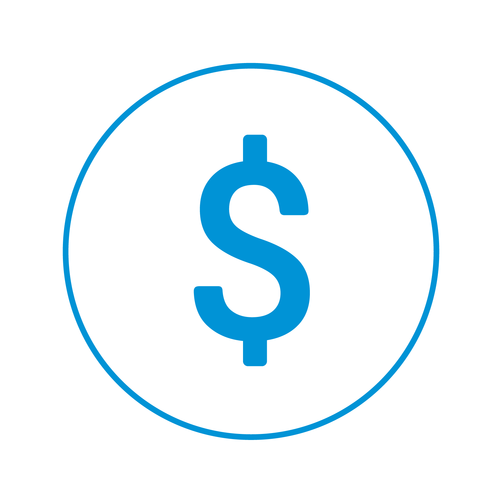 69a.blue Blue Dollar sign encircled with a blue line