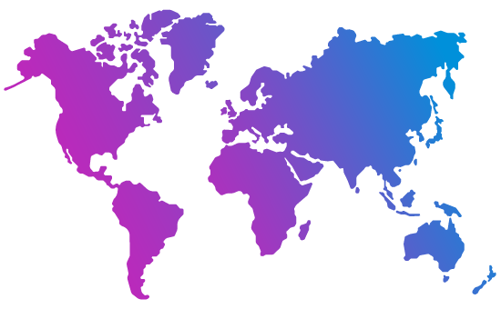 Image of global map in purple-blue gradient